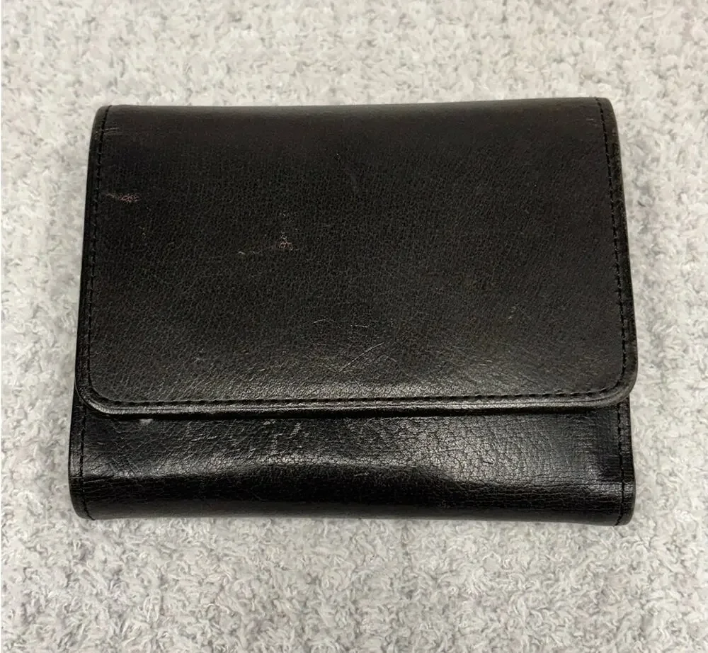 Vintage Coach Black Water Buffalo Leather French Wallet #80660